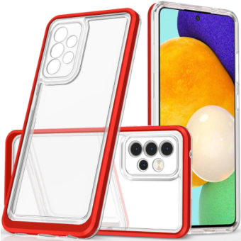 Odolné puzdro na Samsung Galaxy A14 LTE A145 Hybrid Armor 3v1 transparentno-červené
