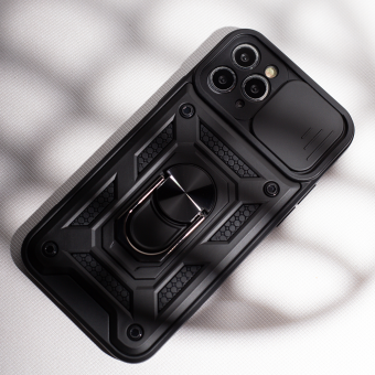 Odolné puzdro na Samsung Galaxy A12 A125/M12 M127 Camshield Ring Armor čierne