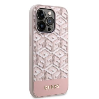 Plastové puzdro Guess na Apple iPhone 13 Pro Max GUHMP13XHGCFSEP PU G Cube MagSafe ružové