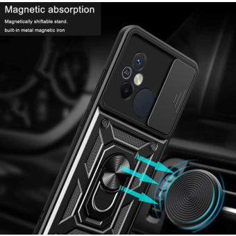 Odolné puzdro na Xiaomi Redmi 12C Camshield Ring Armor červené