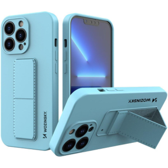 Silikónové puzdro na Apple iPhone 13 Pro Max Wozinsky Kickstand svetlo modrá