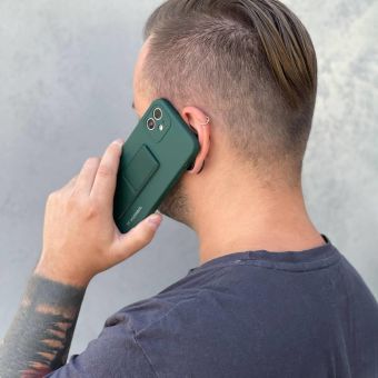Silikónové puzdro na Apple iPhone 13 Pro Wozinsky Kickstand sivé
