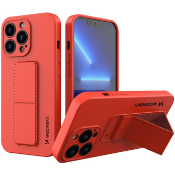 Silikónové puzdro na Apple iPhone 13 Wozinsky Kickstand červené