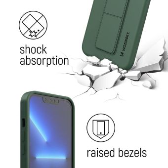 Silikónové puzdro na Apple iPhone 13 Mini Wozinsky Kickstand zelené