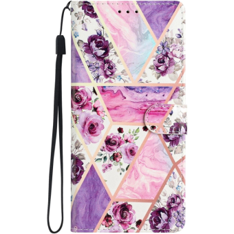 Diárové puzdro na Motorola Moto E13 Marble Book fialové