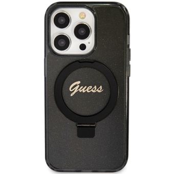 Guess IML Ring Stand Glitter MagSafe Apple iPhone 15 Pro GUHMP15LHRSGSK Black
