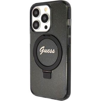 Guess IML Ring Stand Glitter MagSafe Apple iPhone 15 Pro GUHMP15LHRSGSK Black