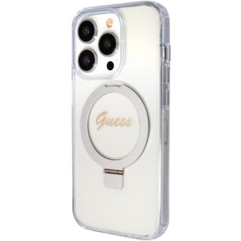 Guess IML Ring Stand Glitter MagSafe Apple iPhone 15 Pro Max GUHMP15XHRSGSD Transparent