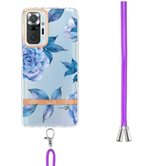 Silikónové puzdro na Xiaomi Redmi Note 10 Pro/Note 10 Pro Max Flower 2 TPU (so šnúrkou) modré