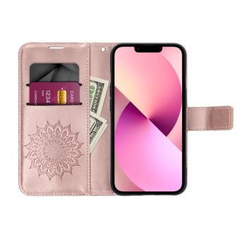 Diárové puzdro na Samsung Galaxy S24 5G S921 MEZZO mandala ružovo-zlaté