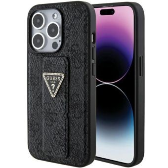 Guess PU Grip Stand 4G Strass Triangle Metal Logo Apple iPhone 15 Pro GUHCP15LPGS4TDK Black