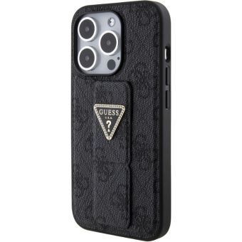 Guess PU Grip Stand 4G Strass Triangle Metal Logo Apple iPhone 15 Pro GUHCP15LPGS4TDK Black