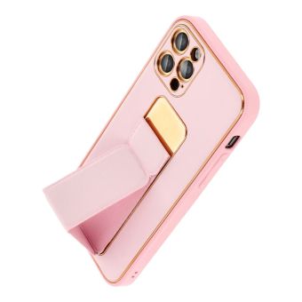 LEATHER Case Kickstand Samsung Galaxy S24 FE 5G S721 pink