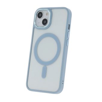 Silikónové puzdro na Apple iPhone 15 Plus Satin Clear Mag modré