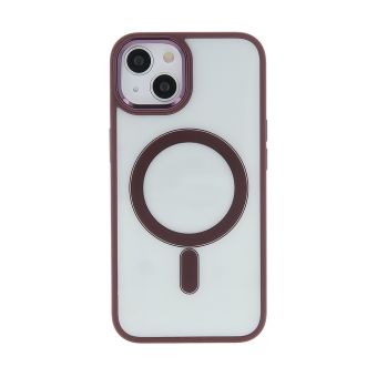 Silikónové puzdro na Apple iPhone 13 Satin Clear Mag fialové