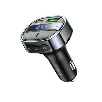 HOCO FM transmitter USB-A QC 3.0 Plus USB-C PD 30W E70 - čierny