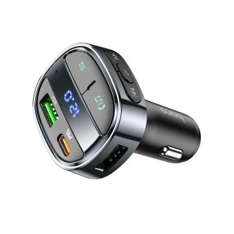 HOCO FM transmitter USB-A QC 3.0  Plus USB-C PD 30W E70 - čierny