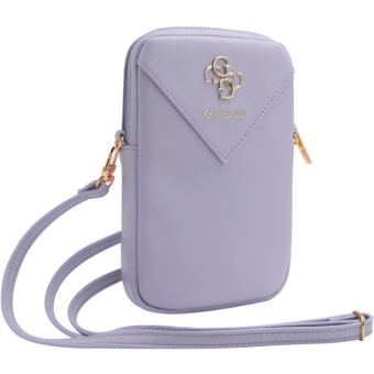 Univerzálne puzdro Guess na smartfón GUWBZPGSTEGU PU Grained 4G Metal Logo Walltet Phone Bag Zipper fialové