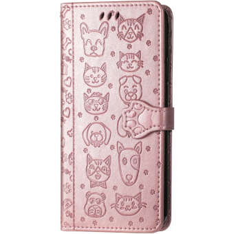 Diárové puzdro na Xiaomi Redmi 13C/Poco C65 MEZZO zvieratá ružovo-zlaté