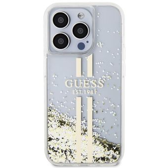 Guess PC/TPU Liquid Glitter Gold Stripe Apple iPhone 15 Pro GUHCP15LLFCSEGT Transparent