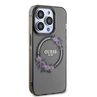 Guess PC/TPU Flowers Ring Glossy Logo MagSafe Apple iPhone 13 Pro GUHMP13LHFWFCK Black