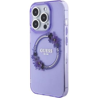 Guess PC/TPU Flowers Ring Glossy Logo MagSafe Apple iPhone 15 Pro Max GUHMP15XHFWFCU Purple