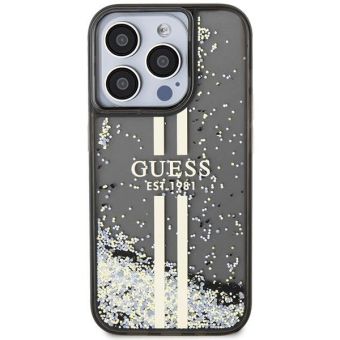 Guess PC/TPU Liquid Glitter Gold Stripe Apple iPhone 15 Pro Max GUHCP15XLFCSEGK Black