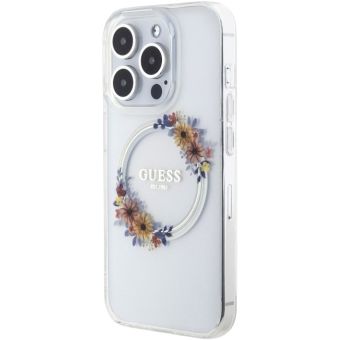 Guess PC/TPU Flowers Ring Glossy Logo MagSafe Apple iPhone 15 Pro Max GUHMP15XHFWFCT Transparent