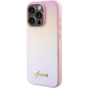 Guess PU Leather Iridescent Metal Script Apple iPhone 15 Pro Max GUHCP15XPSAIRSP Pink