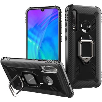 Odolné puzdro na Huawei P30 Lite Carbon Fiber 360 Rotating Ring čierne