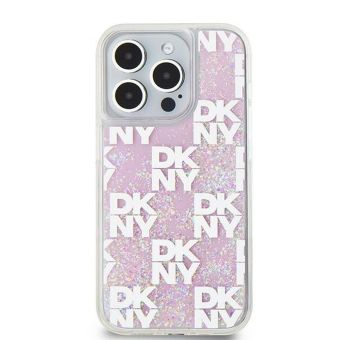 DKNY Liquid Glitter Checkered Pattern Apple iPhone 15 Pro DKHCP15LLCPEPP Pink