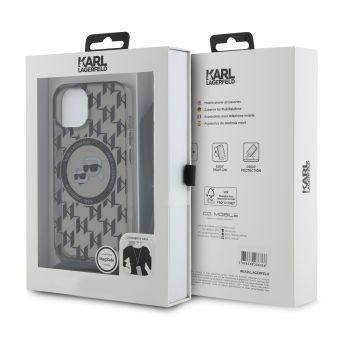 Obal Karl Lagerfeld IML Monogram Crossbody K&CH Heads MagSafe Apple iPhone 15 čierny