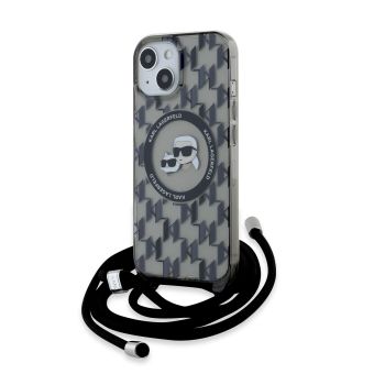 Obal Karl Lagerfeld IML Monogram Crossbody K&CH Heads MagSafe Apple iPhone 15 čierny