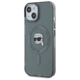 Karl Lagerfeld IML Karl Head Metal Frame MagSafe Apple iPhone 15 KLHMP15SHLSKIK Black