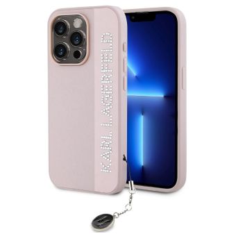 Obal Karl Lagerfeld PU Saffiano Rhinestone Charm Apple iPhone 15 Pro Max KLHCP15XPSAKDGCP ružový