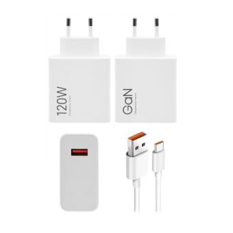 Xiaomi MDY-14-EE USB-A 120W GaN + USB-C 6A kábel biela (Bulk)
