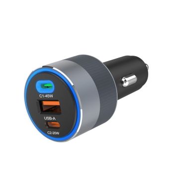 FORCELL F-ENERGY Alu - car charger 65W PD PlusQC4.0 PlusSAM SFC 2.0, 2xUSB C PlusUSB A