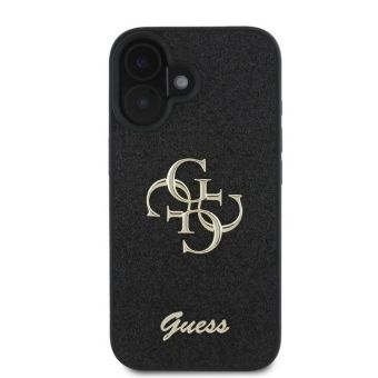 Guess PU Fixed Glitter 4G Metal Logo Apple iPhone 16 GUHCP16SHG4SGK Black