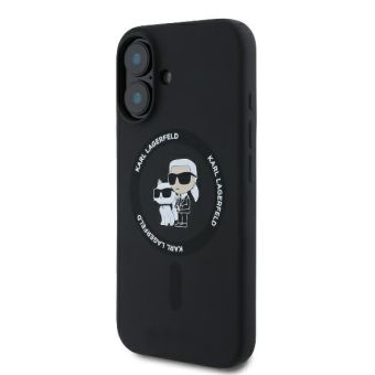 Karl Lagerfeld Liquid Silicone Karl and Choupette MagSafe Apple iPhone 16 Plus KLHMP16MSCMKCRHK Black
