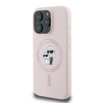 Karl Lagerfeld Liquid Silicone Karl and Choupette MagSafe Apple iPhone 16 Pro Max KLHMP16XSCMKCRHP Pink