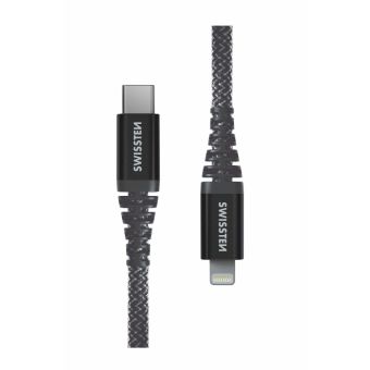 SWISSTEN KEVLAR USB-C/Lightning 3A 60W 1,5m antracit