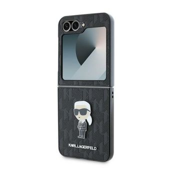 Karl Lagerfeld PU Saffiano Monogram Ikonik Samsung Galaxy Z Flip6 5G F741 KLHCZF6SAPKINPK Black