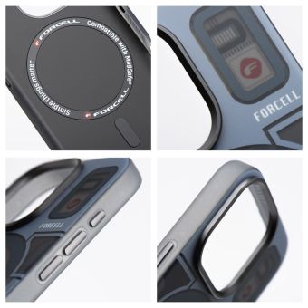 FORCELL F-PROTECT Levels with Dual Layer 4D technology, Miliatry Drop Tested, MagSafe, Apple iPhone 16 Plus cyber grey