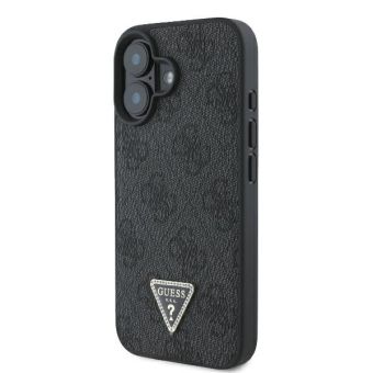 Guess PU 4G Strass Triangle Metal Logo + Crossbody Apple iPhone 16 GUHCP16SP4TDSCPK Black