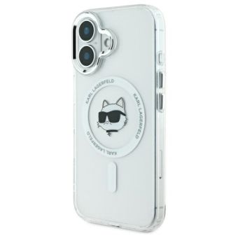 Karl Lagerfeld IML Chúpette Head Metal Frame MagSafe Apple iPhone 16 KLHMP16SHLSCHH Transparent