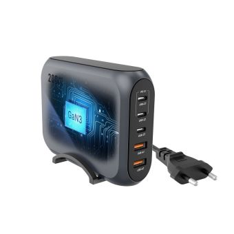 FORCELL F-ENERGY GaN III VT-51 3xTypeC+2xUSB-A PD QC4.0 SFC2.0 200W gray