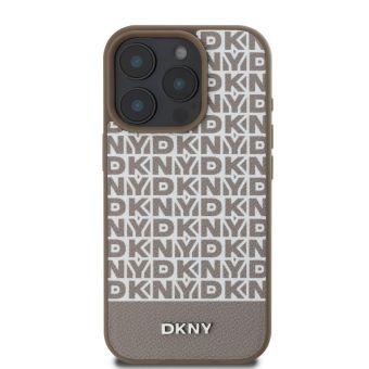 Obal DKNY PU Leather Repeat Pattern Bottom Stripe MagSafe Apple iPhone 16 Pro Max DKHMP16XPSOSPW hnedý