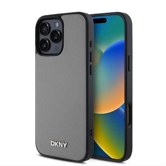 Obal DKNY PU Leather Silver Metal Logo Magsafe Apple iPhone 16 Pro Max DKHMP16XPGHLMS sivý