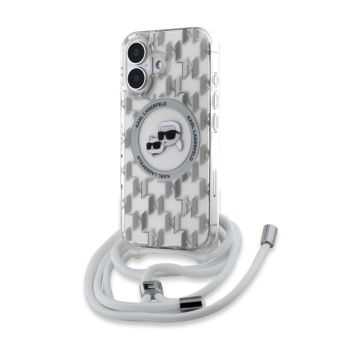 Obal Karl Lagerfeld IML Monogram Crossbody K&CH Heads MagSafe Apple iPhone 16 KLHMP16SHCKCKLCT transparentný