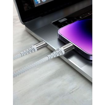 SWISSTEN Aramid Reinforced USB-C/LIGHTNING 3A 60W 1,5m biely